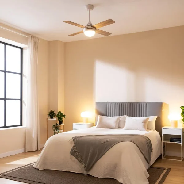 Imagen 5 Ventilador de techo con motor DC de 40 W, luz LED y 42 pulgadas. Silencioso, con mando a distancia, temporizador, 6 velocidades y función verano/invierno.