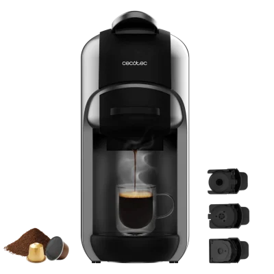 Cafetera multi-cápsula Cecotec FreeStyle Compact 3 en 1 color negro con adaptadores para café molido y cápsulas