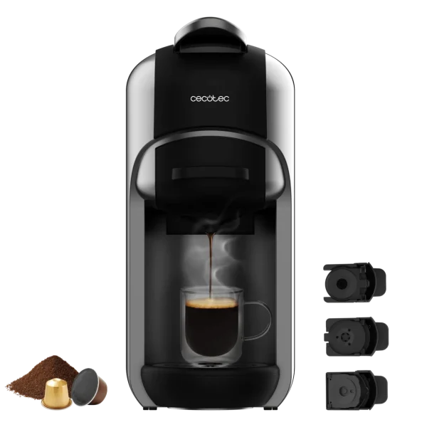 Cafetera multi-cápsula Cecotec FreeStyle Compact 3 en 1 color negro con adaptadores para café molido y cápsulas