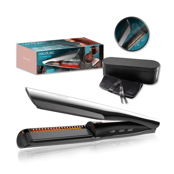 Plancha de pelo Lisse iSteamy de Cecotec con placas de cerámica y salida de vapor para alisado profesional