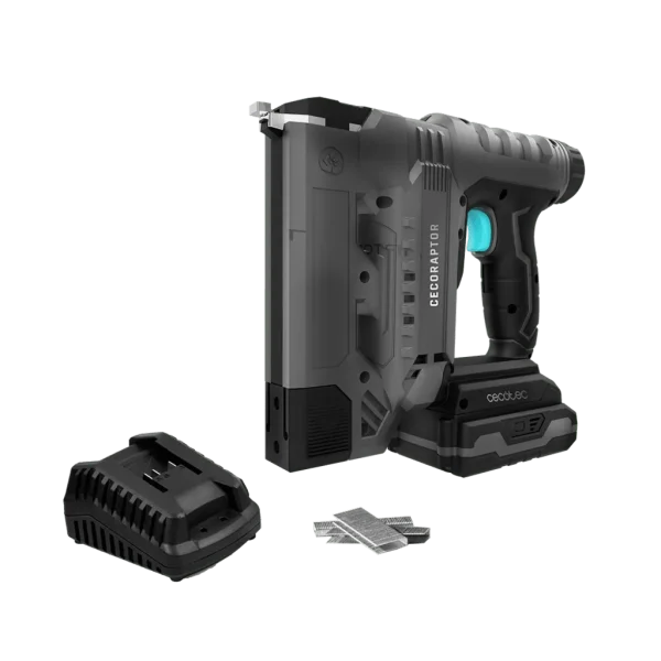 Grapadora y clavadora de batería CecoRaptor Perfect Staples&Nails 2020 Advance de 20V en color azul y negro
