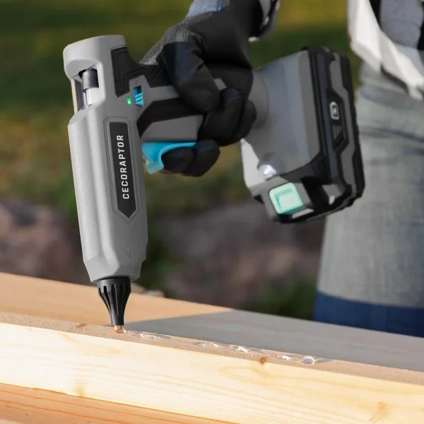 Imagen 7 Pistola de encolar sin cables CecoRaptor Perfect Fix 2020 Advance con batería de 20V, temperatura de 180ºC y autonomía de 30 min para proyectos de bricolaje.