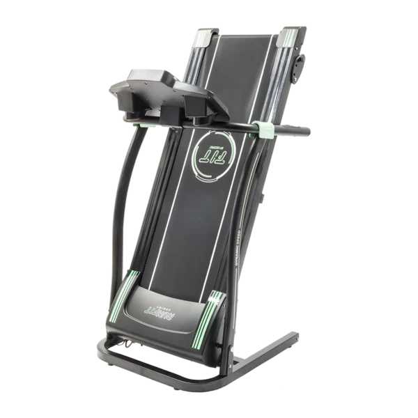 Imagen 5 Cinta de correr eléctrica plegable RunnerFit Sprint con pulsómetro, pantalla LED y 12 programas. Alcanza 14 km/h y soporta hasta 120 kg para entreno seguro.