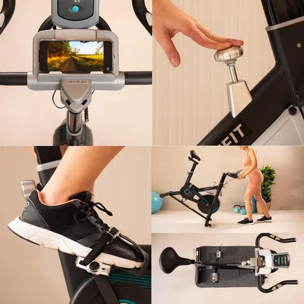 Imagen 7 Bicicleta indoor DrumFit 13000 Delfos con volante de 13 kg, resistencia manual, pantalla LCD, pulsómetro y diseño ergonómico para entrenamientos en casa.