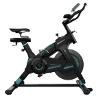 Bicicleta indoor profesional DrumFit Indoor 23000 Kosmos Pro de CECOTEC vista lateral con volante de inercia de 23 Kg y manillar deportivo