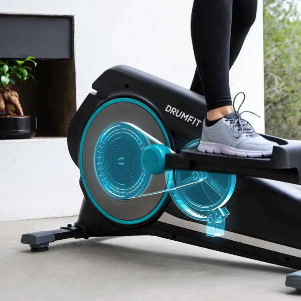 Imagen 4 Bicicleta elíptica DrumFit Elliptical 9000 Eir Pro con resistencia magnética regulable por motor, pantalla LCD, soporte para móvil y ruedas de transporte.