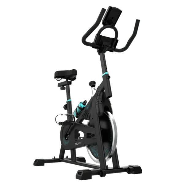 Imagen 2 Bicicleta indoor DrumFit Indoor 10000 Teseo de Cecotec con volante de inercia de 10 kg, resistencia manual, monitor LCD y pulsómetro para entrenar en casa.