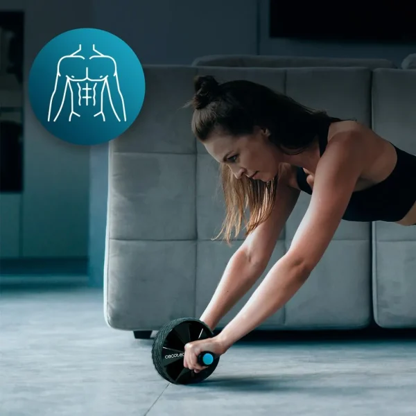 Imagen 3 Rueda abdominal Cecotec DrumFit AB Wheel ideal para ejercitar el core. Diseño con recubrimiento de goma, agarres antideslizantes y esterilla de goma EVA.