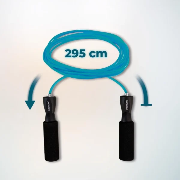 Imagen 3 Cuerda para saltar Cecotec DrumFit Jump Rope de PVC. Cuenta con agarres ergonómicos antideslizantes y sistema Smooth Bearing para un movimiento fluido.