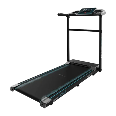 Cinta de correr plegable Cecotec DrumFit WayHome 1200 Sprint vista frontal con panel LCD y soporte para dispositivos móviles
