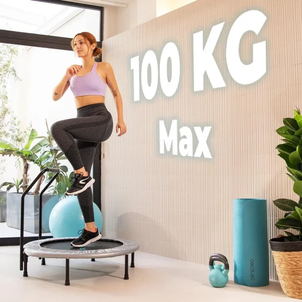 Imagen 8 Trampolín de fitness DrumFit Jump 920 de Cecotec con 92 cm de diámetro y base de 6 patas. Soporta hasta 100 kg, ideal para entrenamientos cardiovasculares.