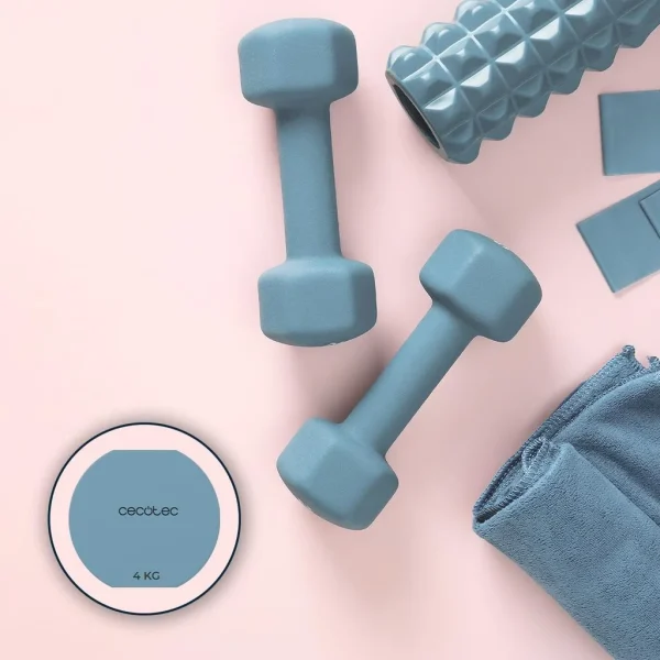 Imagen 4 Set de 2 mancuernas DrumFit 400 DoubleNeo de 4 kg cada una. Revestimiento de neopreno para un agarre antideslizante, cómodo y que protege el suelo.
