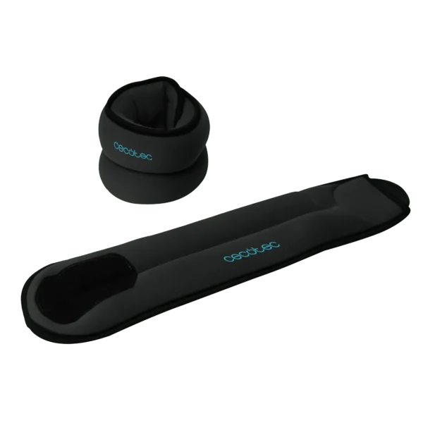 Set de 2 pesas ajustables con velcro para tobillos y muñecas DrumFit AnkelBell 1000 Neo de Cecotec, 1 kg cada una rellenas de arena