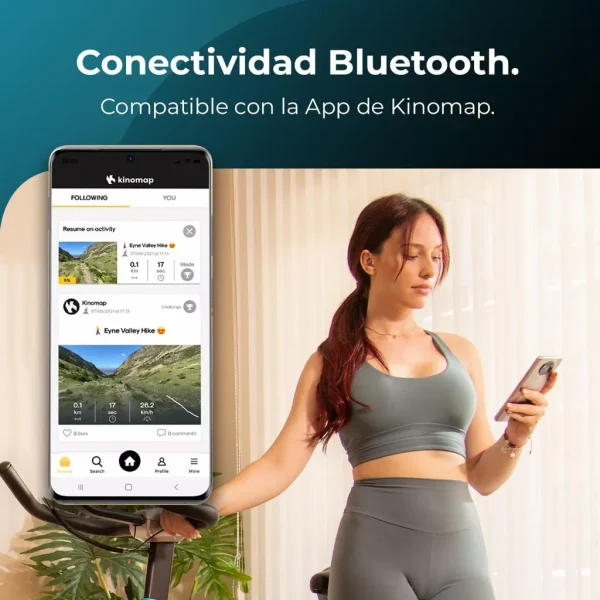 Imagen 3 Bicicleta indoor Drumfit 4000 Magnetic Connected con resistencia magnética, volante de inercia de 4 kg y conectividad APP. Entrenamiento fluido en casa.