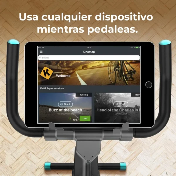 Imagen 7 Bicicleta indoor Drumfit 4000 Magnetic Connected con resistencia magnética, volante de inercia de 4 kg y conectividad APP. Entrenamiento fluido en casa.