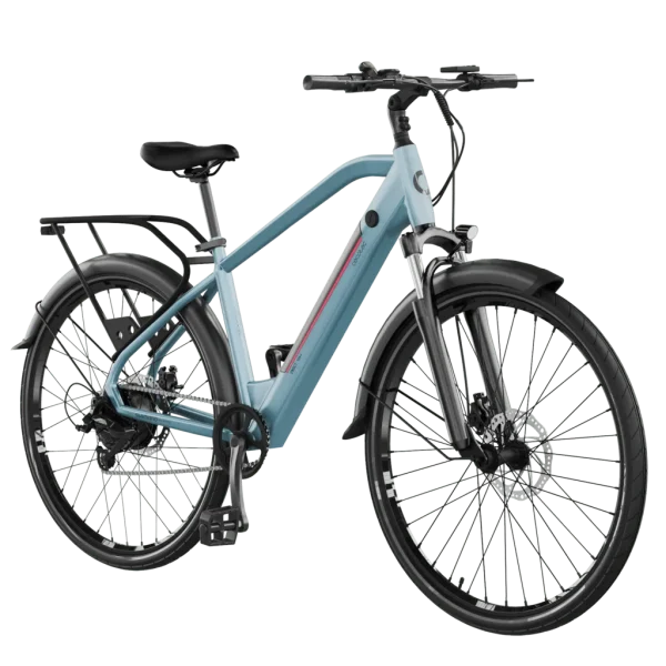 Bicicleta eléctrica Cecotec Urban Pro de color negro con cuadro de paseo y batería integrada