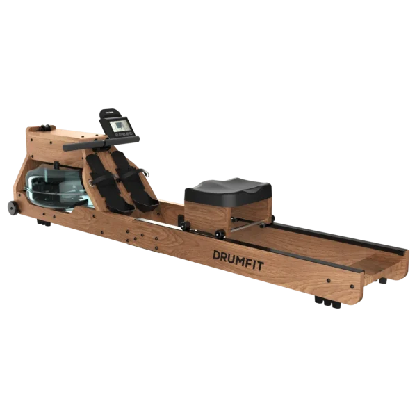 Imagen 2 Máquina de remo Drumfit Rower 20000 Neptuno Wood con resistencia de agua, tanque de 13L y elegante acabado en madera. Pantalla LCD y conexión con APP.