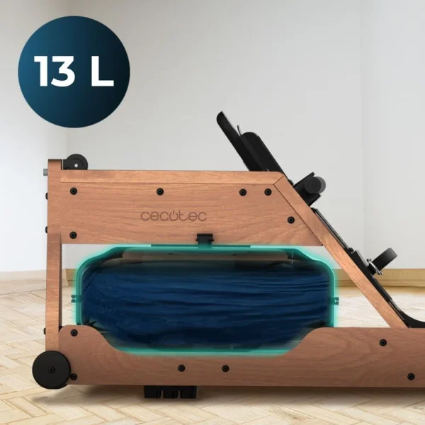 Imagen 5 Máquina de remo Drumfit Rower 20000 Neptuno Wood con resistencia de agua, tanque de 13L y elegante acabado en madera. Pantalla LCD y conexión con APP.