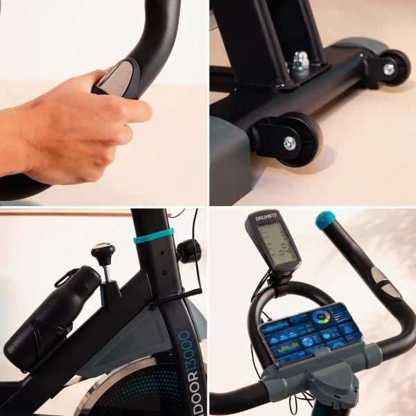 Imagen 6 Bicicleta indoor Cecotec Drumfit Indoor 13000 Race con volante de inercia de 13 kg, resistencia por fricción, pulsómetro, pantalla LCD y sillín ajustable.