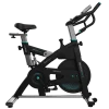 Bicicleta indoor de spinning Cecotec Drumfit Indoor 24000 Race Sprint vista lateral con pantalla LCD y ruedas de transporte