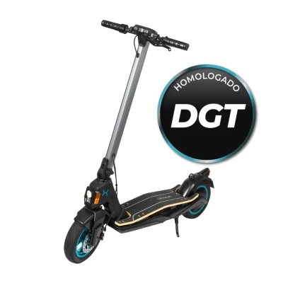 Patinete eléctrico Cecotec Bongo Serie S+ Max Infinity con chasis oscuro, ruedas de 10 pulgadas y luz LED frontal