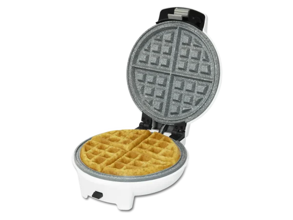 Imagen 2 Gofrera eléctrica 3 en 1 de 700 W con diseño circular. Incluye placas intercambiables con revestimiento RockStone ecológico para gofres, donuts y muffins.