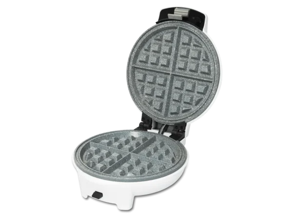 Imagen 3 Gofrera eléctrica 3 en 1 de 700 W con diseño circular. Incluye placas intercambiables con revestimiento RockStone ecológico para gofres, donuts y muffins.