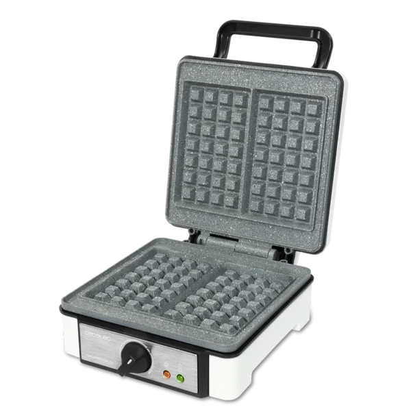 Imagen 2 Gofrera eléctrica de 1200 W con revestimiento RockStone antiadherente. Capacidad para 2 gofres grandes, termostato regulable y material ecológico libre de tóxicos.
