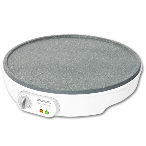 Imagen 2 Crepera eléctrica de 1000 W con revestimiento RockStone antiadherente. Dispone de termostato regulable y placa de 30,5 cm para resultados óptimos y fáciles.