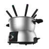 Imagen 2 Fondue eléctrica de diseño en acero inoxidable de 1000 W. Termostato regulable para queso, chocolate o aceite. Incluye 8 tenedores y es apta para lavavajillas.