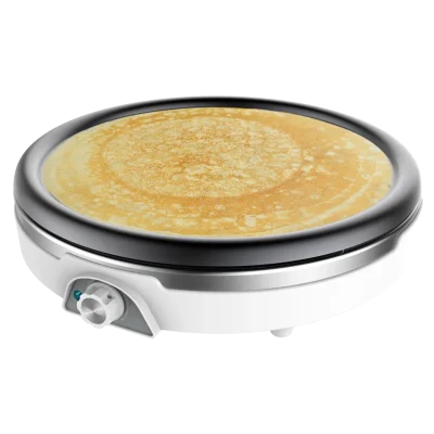 Crepera eléctrica Cecotec Fun Crepestone XL Inox con placa de 38 cm, acabado en acero inoxidable y accesorios de madera