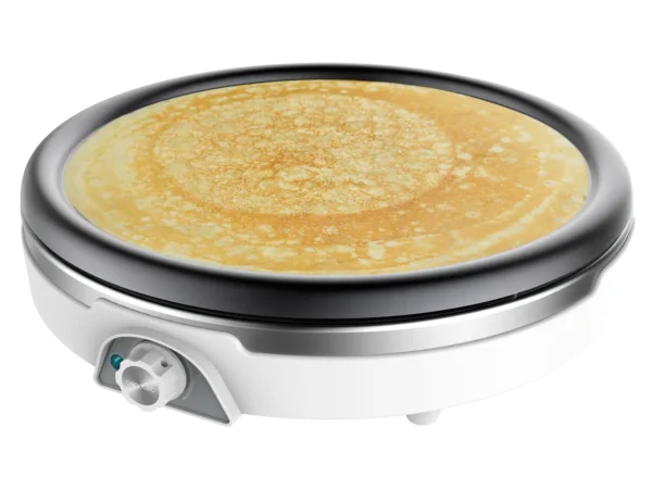 Imagen 4 Crepera eléctrica de 1000 W con placa XL de 38 cm y revestimiento RockStone antiadherente. Termostato regulable y acabado Inox para cocinar crepes uniformes.