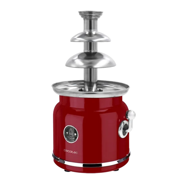Imagen 2 Fuente de chocolate Fun Chocolicious de 90 W con diseño retro. Torre de acero inoxidable con 3 niveles de cascada fluida. Desmontable y fácil de limpiar.