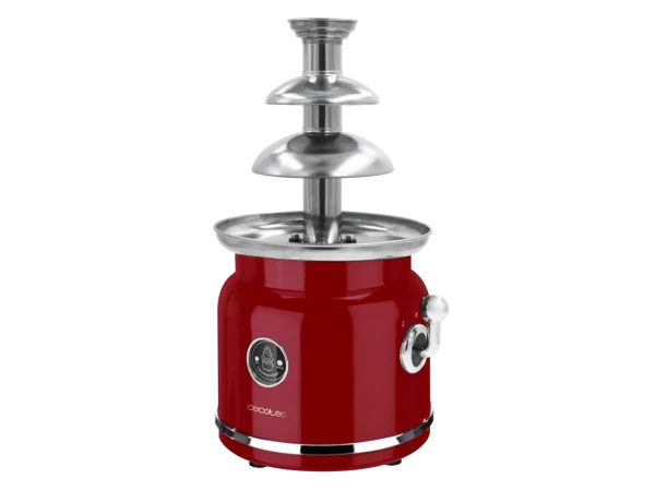 Imagen 3 Fuente de chocolate Fun Chocolicious de 90 W con diseño retro. Torre de acero inoxidable con 3 niveles de cascada fluida. Desmontable y fácil de limpiar.
