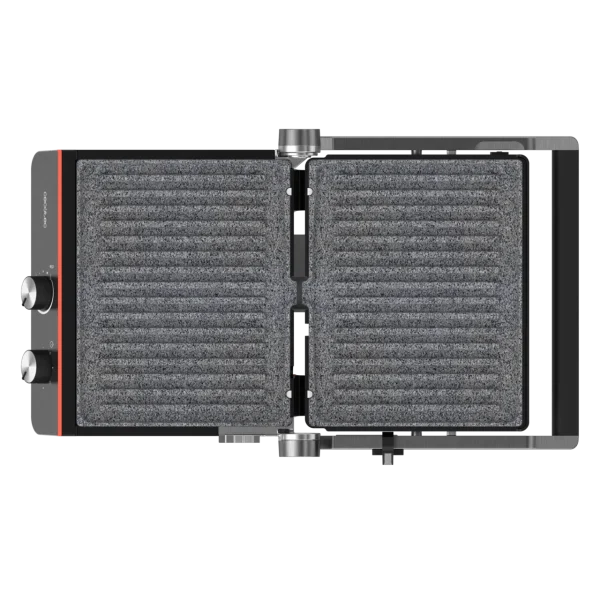 Imagen 4 Parrilla eléctrica de 2200 W con placas RockStone extraíbles y apertura 180º. Control digital de tiempo y temperatura para un cocinado preciso y fácil limpieza.