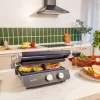 Imagen 5 Parrilla eléctrica de 2200 W con placas RockStone extraíbles y apertura 180º. Control digital de tiempo y temperatura para un cocinado preciso y fácil limpieza.