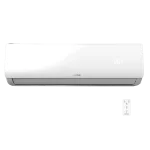 Vista frontal del aire acondicionado split AirClima 18000 Smartfresh de Cecotec en color blanco con pantalla LED y mando a distancia