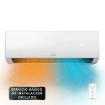 Aire acondicionado split Cecotec AirClima 24000 Smartfresh unidad interior blanca vista frontal con pantalla LED y mando a distancia