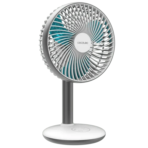 Imagen 2 Ventilador portátil de sobremesa con batería de 4000 mAh y gran autonomía. Incluye oscilación automática, control táctil, carga USB-C y 4 velocidades silenciosas.