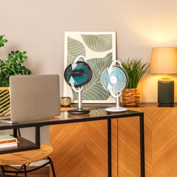Imagen 8 Ventilador portátil de sobremesa con batería de 4000 mAh y gran autonomía. Incluye oscilación automática, control táctil, carga USB-C y 4 velocidades silenciosas.