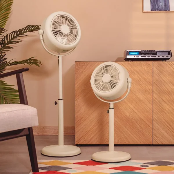 Imagen 7 Ventilador de pie retro EnergySilence 250 ClassicStyle Beige de 10 pulgadas y 25 W. Diseño vintage con inclinación ajustable para un flujo de aire óptimo.