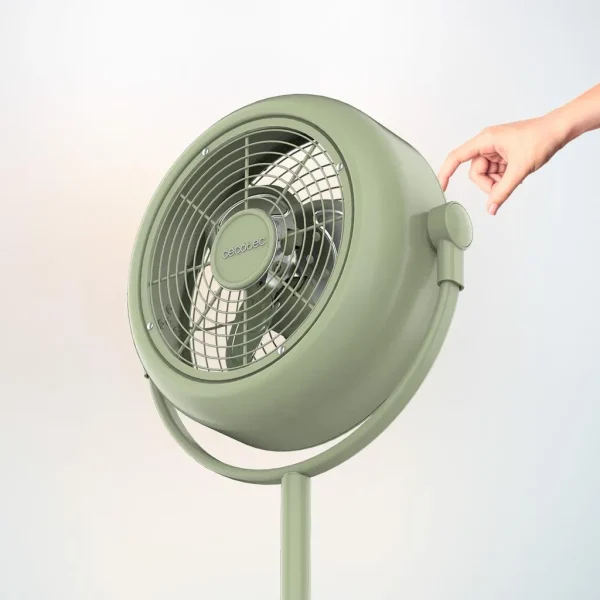 Imagen 8 Ventilador de pie estilo retro EnergySilence 250 ClassicStyle Green de 10 pulgadas. Potencia de 25 W, inclinación ajustable y diseño vintage en color verde.