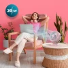 Imagen 2 Ventilador de sobremesa rosa estilo retro EnergySilence. 20 W, 2 velocidades, 4 aspas y diseño vintage. Máximo silencio y confort con inclinación ajustable.