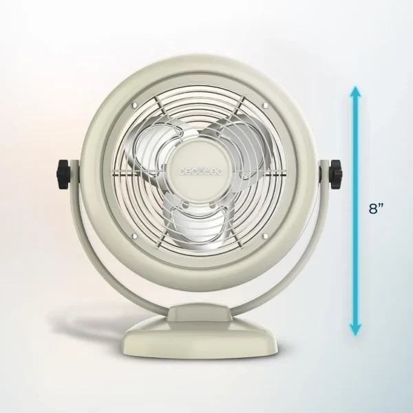 Imagen 3 Ventilador de sobremesa EnergySilence 800 RetroDesk Beige de 20 W. Diseño vintage metálico de 8 pulgadas, 2 velocidades y funcionamiento silencioso.