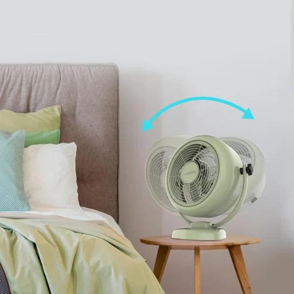 Imagen 5 Ventilador de sobremesa retro verde de 20 W y 8 pulgadas. Tecnología EnergySilence para un flujo de aire profundo y silencioso con 2 velocidades ajustables.
