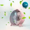 Imagen 4 Ventilador de sobremesa rosa estilo retro de 25 W con 4 aspas. Diseño compacto de 8" con oscilación automática y 2 velocidades para un flujo de aire constante.