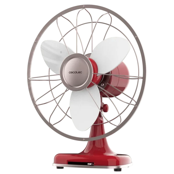 Imagen 2 Ventilador de sobremesa retro de 45 W con 30 cm de diámetro. Cuenta con 3 velocidades, oscilación automática, 4 aspas y elegante acabado metálico cromado.