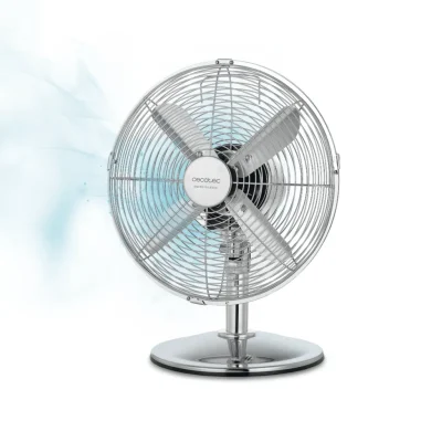 Ventilador de sobremesa EnergySilence 620 RetroDesk acabado cromado vista frontal