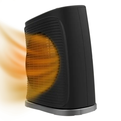Termoventilador Cecotec ReadyWarm 2050 Max Force Black de 2000 W con diseño compacto en color negro y rejilla de seguridad.
