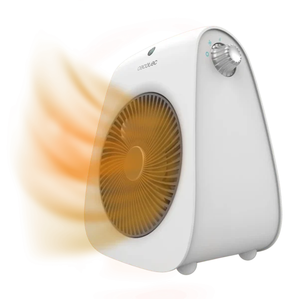 Vista frontal del termoventilador ReadyWarm 2000 Max Force White de Cecotec en color blanco con selectores manuales